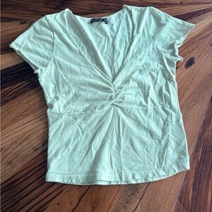 Brandy Melville mint green cotton twist front tee